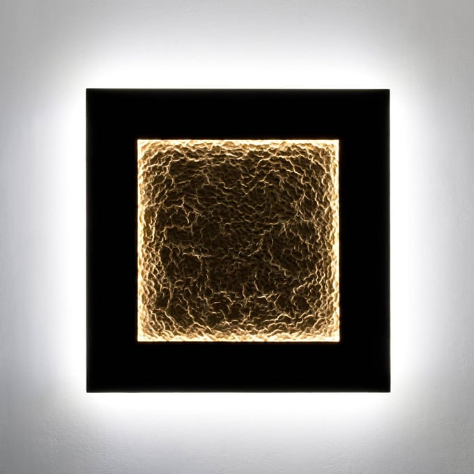 Holländer Plenilunio Eclipse LED wandlamp, bruin/goudkleurig, 80 cm