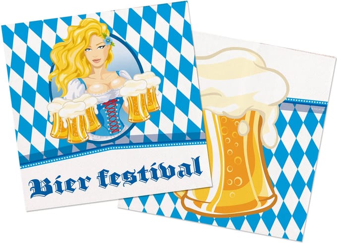 Oktober Bier Festival Bierpullen Servetten 33x33cm - 20 stuks