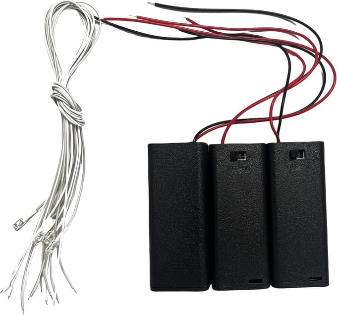 DIY Poppenhuis Verlichting Set - 3 Batterijhouders en 6 LED Lichtdraden