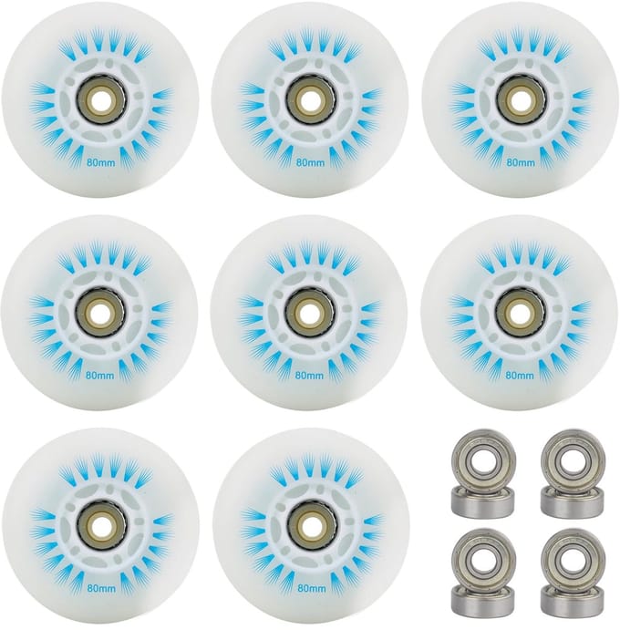 Unyqoos® Set van 8 80 mm wielen voor inline skates en scooters