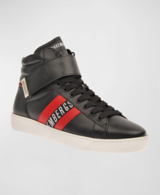 Bikkembergs High Top Leather Sneakers Logo - zwarte lederen sneaker uit het topsegment mt 39 - 40