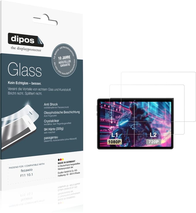 dipos – 2x Pantserfolie geschikt voor fezawio F11 10.1 | 9H Screenprotector
