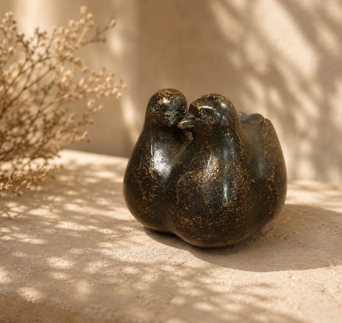 URN DUIVEN / DUIF/ BRONS / AS URN / BRONZEN URN/ MINI URN