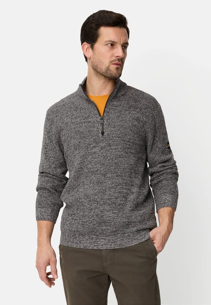 camel active Gebreide Troyer met gemêleerde structuur - Maat menswear-4XL - Grijs