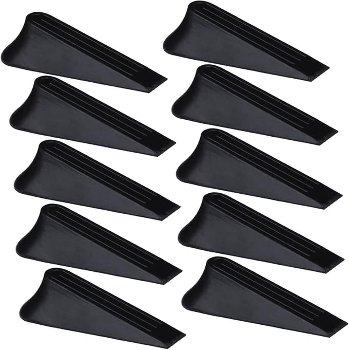 Deurstoppers Set - Deurwiggen - Deur Beveiligen - Rubberen Materiaal - 11x3.9cm - Zwart