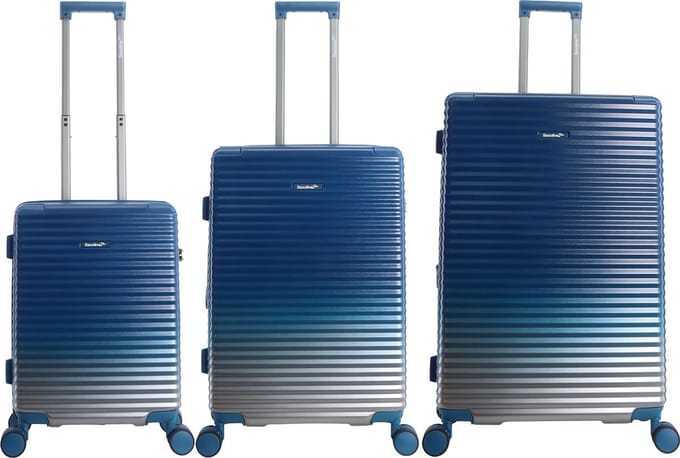 Saxoline Blue – Elite | Harde Kofferset / Trolleyset / Reiskofferset – Small/Medium/Large – Blauw - Blauw / Set