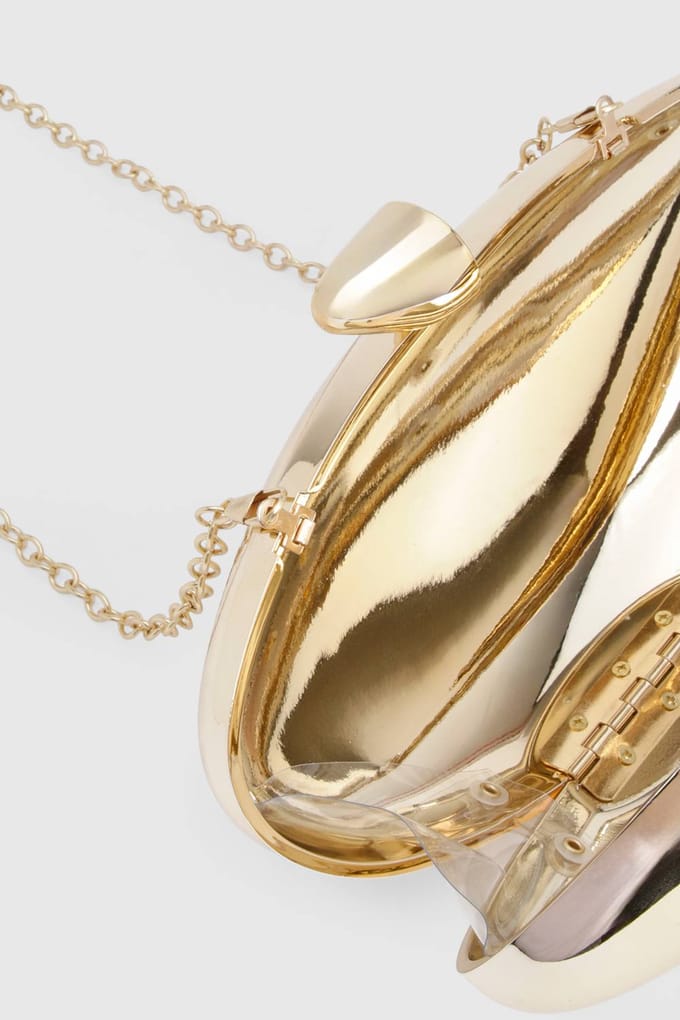 boohoo Dames Metallic Acryl Clutch Tas | Goud