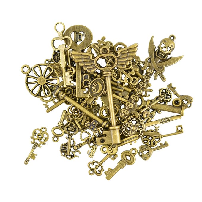 Pendentif clé mixte, résultats de bricolage, breloques antiques en Bronze à la mode, 50 pièces bronze