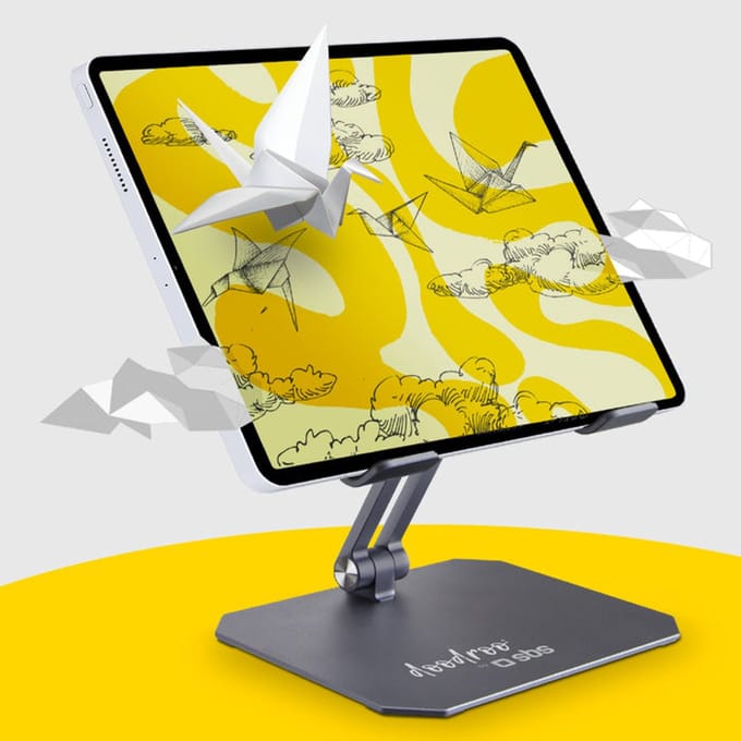 Doodroo Tablet, iPad- en e-reader Standaard - Opvouwbaar, verstelbaar, metalen standaard