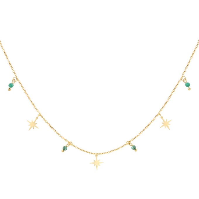 Yehwang - ketting goud star and jade - stainless steel - kadotip