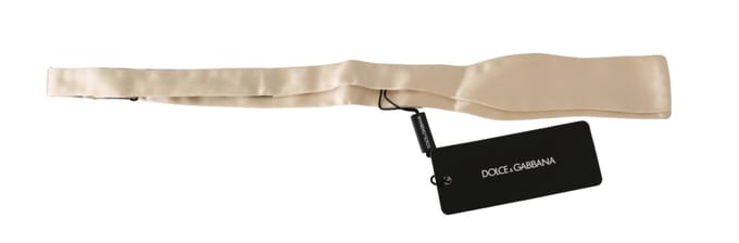 Dolce & Gabbana Beige Slim Skinny Herenstropdas 100% Zijde Stropdas