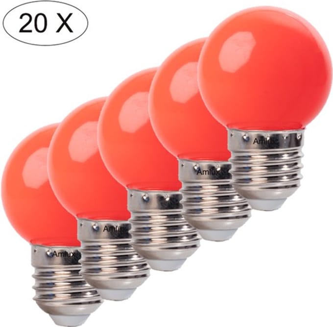 Set 20 stuks rode led lampen - 1W - E27
