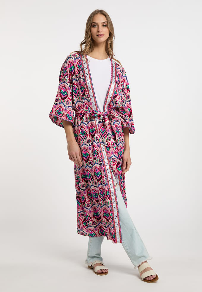 IZIA Kimono Dames Roze Veelkleurig