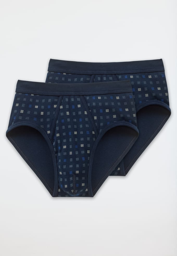 Sportslips met gulp, set van 2, navy blauw geruit - Essentials 7