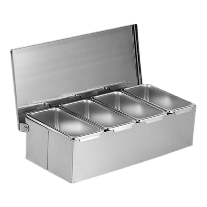 RVS kruidendoos 4 compartimenten trays grote capaciteit opslag kruidendoos voor keuken gray