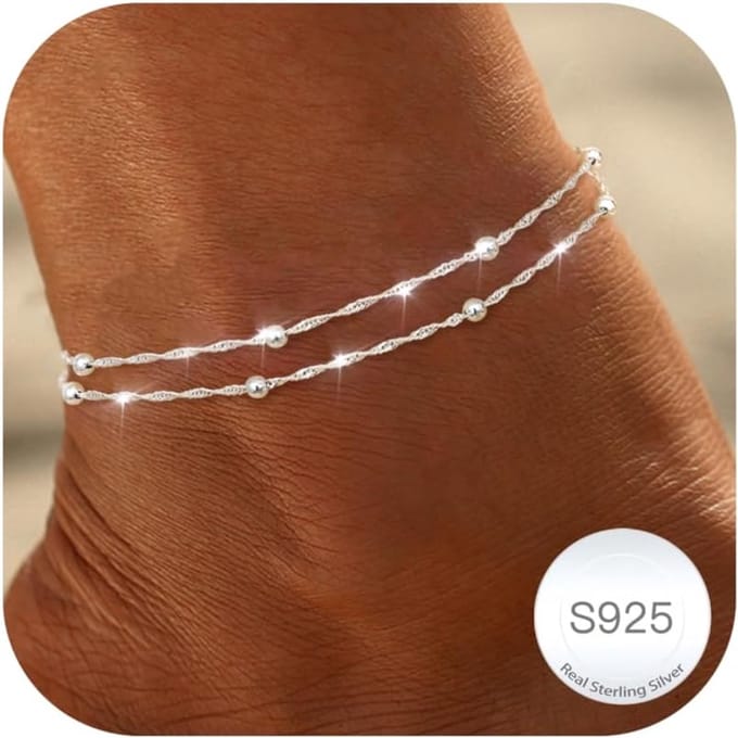 Enkelbandje Dames 925 Sterling Zilver - Waterdicht, Vlinder, Hart & Parels