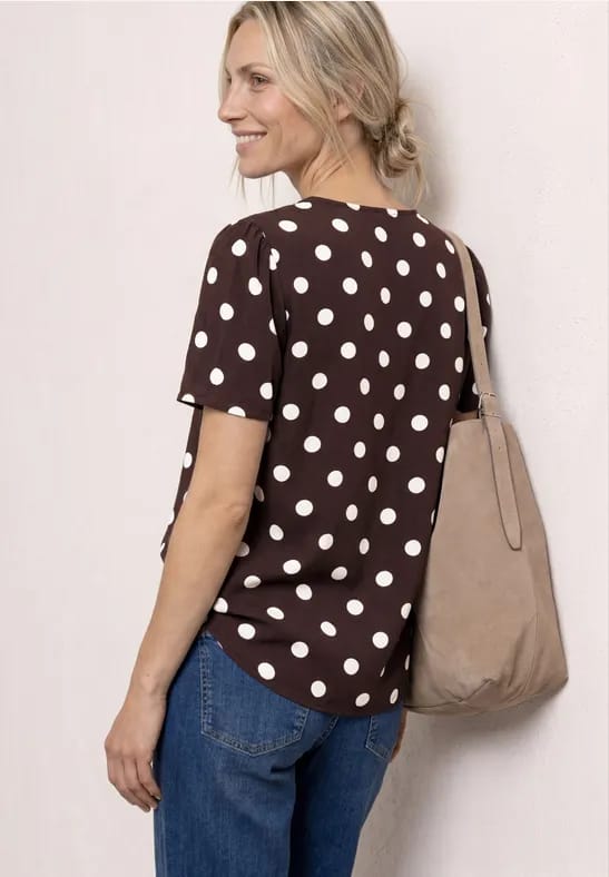 Blouseshirt met korte mouwen en ronde hals