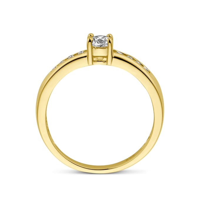 The Jewelry Collection Ring Zirkonia - Geelgoud