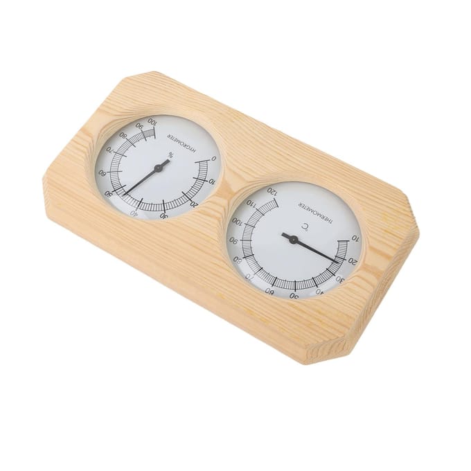 Houten Thermometer Hygrometer voor Saunaruimte Dubbele Wijzerplaat Type Temperatuur Vochtigheid Meter white