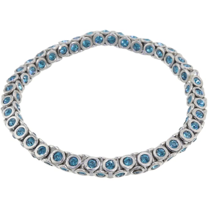 Behave – Armband – Petrol blauw – Elastisch – Kristal – Zilverkleurig