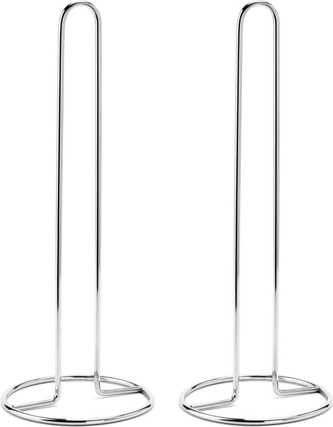 MSV Keukenrolhouder - 2x - 1 rol - metaal - zilver - 32 x 12 cm