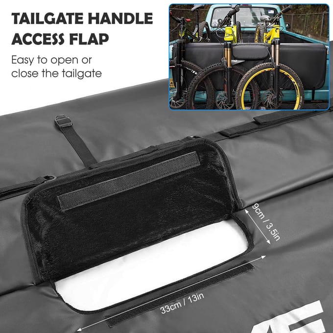 Achterklepbeschermingspad Mountainbike-pick-uppad met 5 bevestigingsriemen voor fietsframe voor vrachtwagen zwart