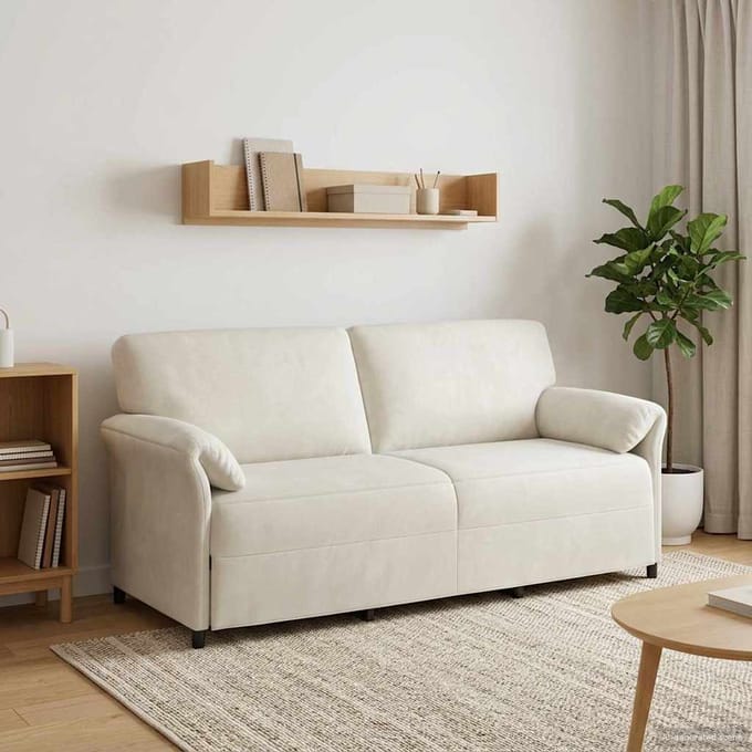 vidaXL - 3-Zits - Sofa - Crèmekleurig - 198 - x - 83 - x - 95 - cm - Fluweel