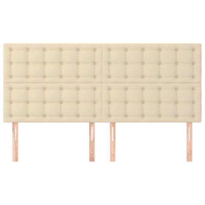 vidaXL - Hoofdbord - crème - 200x5x118/128 - cm - stof