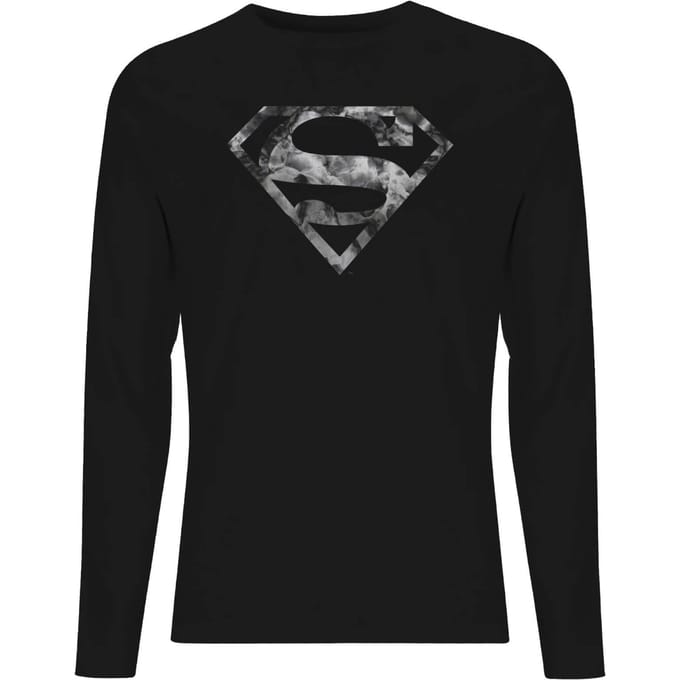 DC Marble Superman Logo Unisex Long Sleeve T-Shirt - Black - L