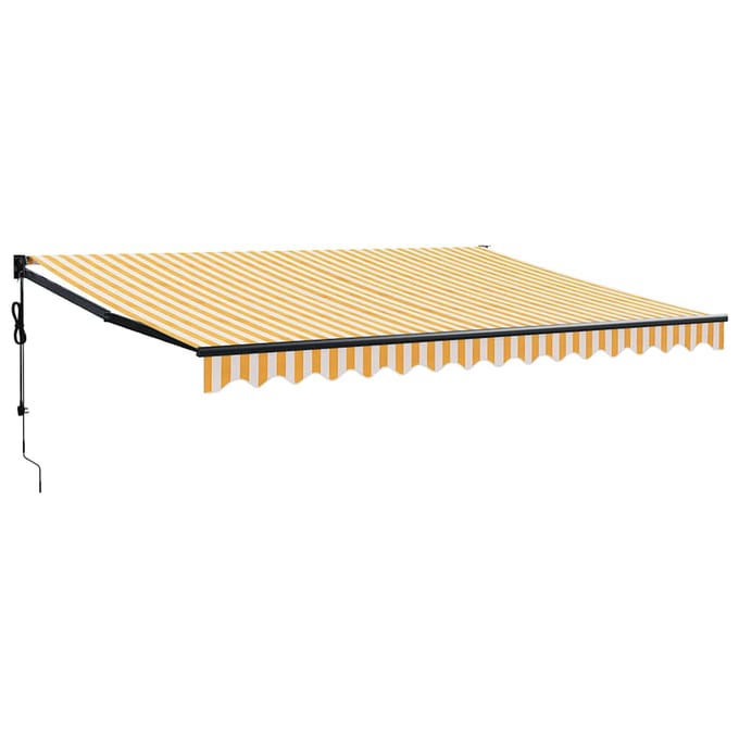 vidaXL - Uitschuifbare - luifel - Geel - en - Wit - met - Antraciet - Frame - 4 - × - 3 - m