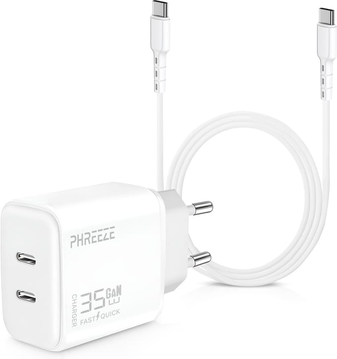 Usb C Adapter 35w + usb-C Kabel 2 Meter - Snelle Oplader usb-C Voor Laptop en Smartphone