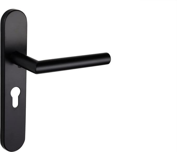 Lavuzo deurkruk Mantua Zwart met afgerond schild PC55 | Per set | Deurklink met schild