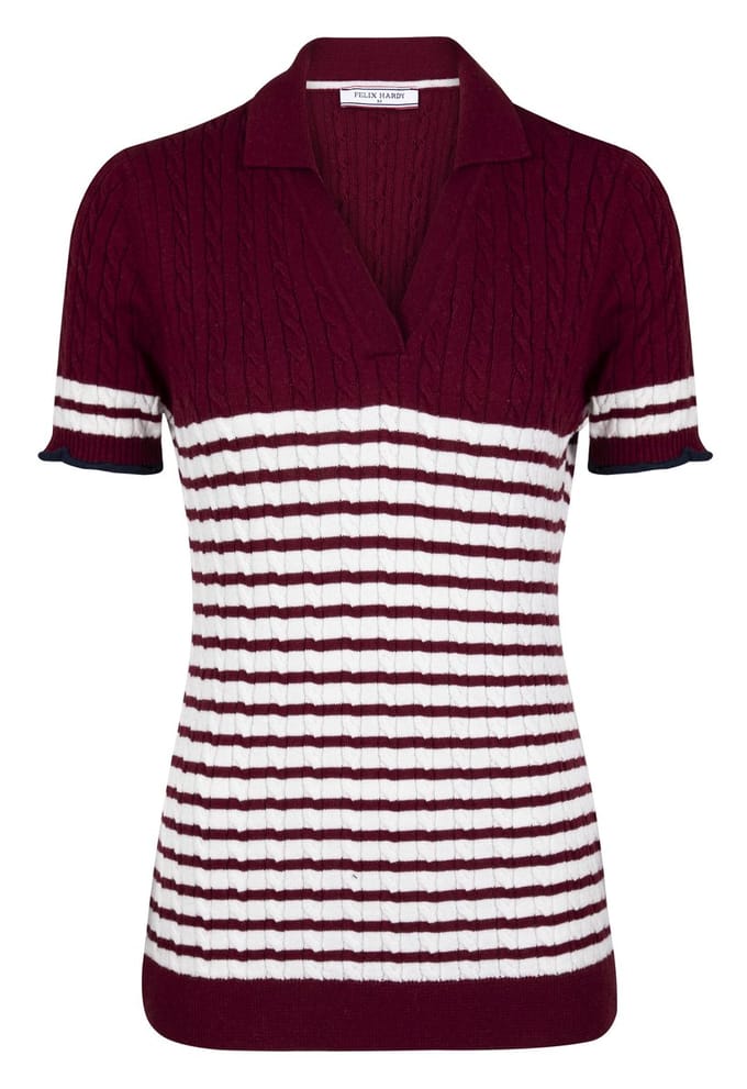 Felix Hardy Tricot Polo Shirt Korte Mouwen Dames Bordeaux - S
