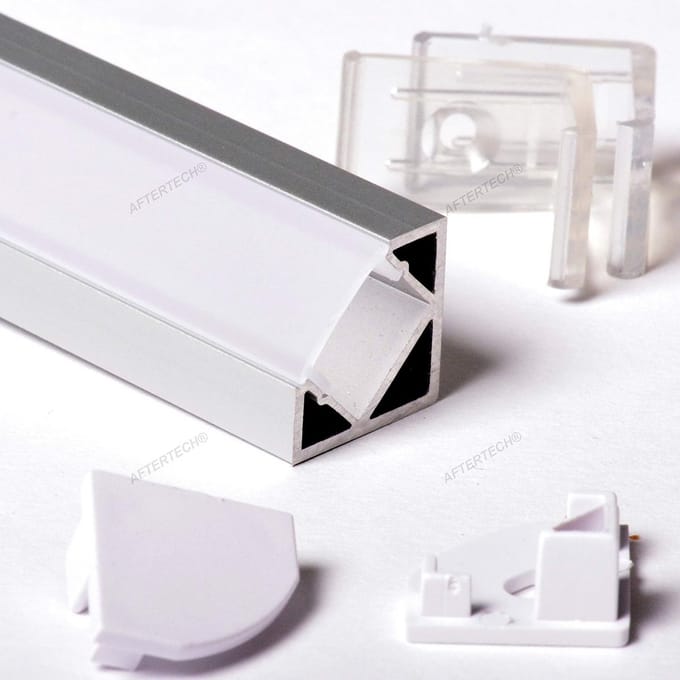 Aluminium Profiel Hoekprofiel 19x19mm voor LED Strips met Matte Afdekking