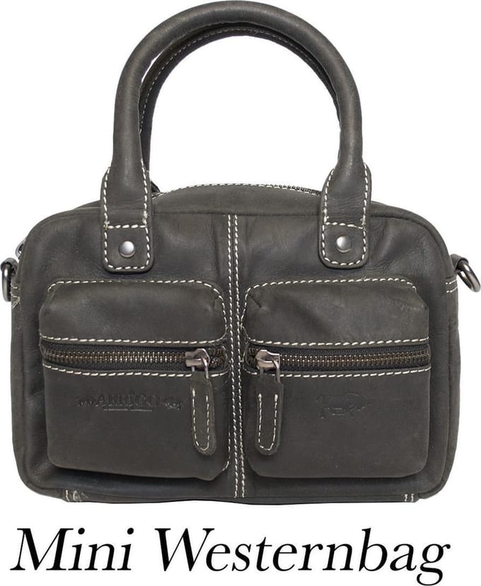 Arrigo Klein Tasje Dames • Schoudertasje • Mini Westernbag • Buffelleer • Zwart