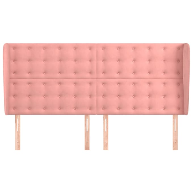 vidaXL - Hoofdbord - met - randen - 183x23x118/128 - cm - fluweel - roze