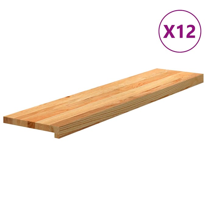 vidaXL - Traptreden - 12 - st - 110x30x2 - cm - massief - eikenhout - lichtbruin