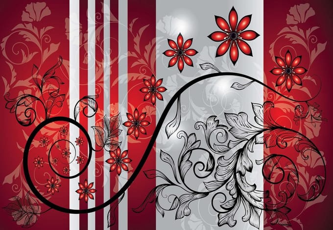 Fotobehang Flowers Floral Pattern | XL - 208cm x 146cm | 130g/m2 Vlies