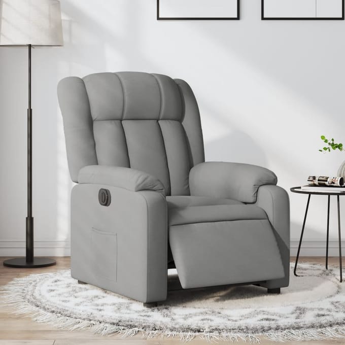 vidaXL - Fauteuil - elektrisch - verstelbaar - stof - lichtgrijs