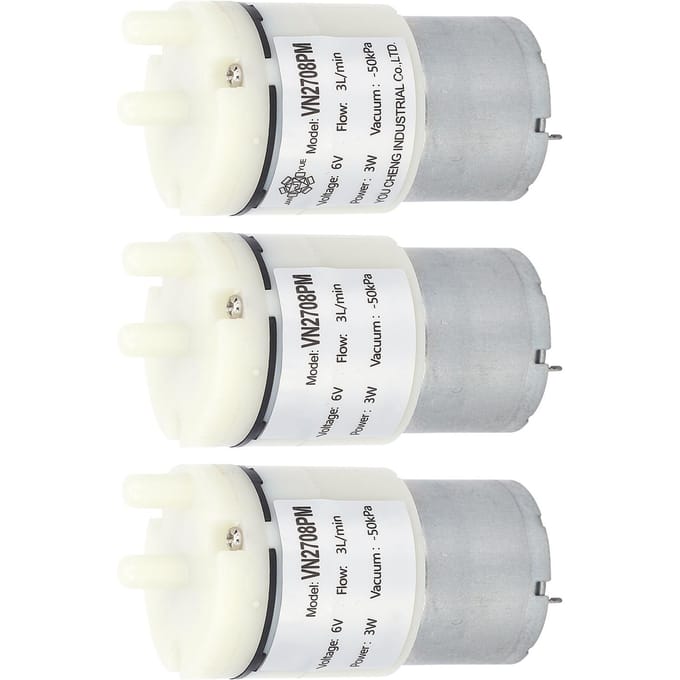3 Stuks Micro Membraanpomp Mini Vacuüm Water Lucht Motor voor Aquarium DC 6V (VN2708PM)
