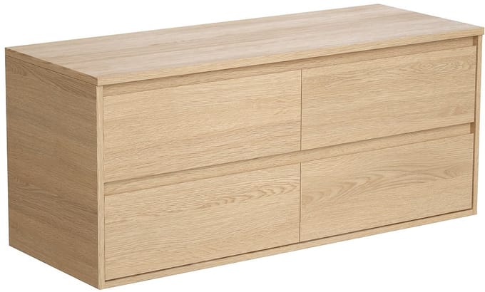 Vente-unique Zwevend wastafelmeubel met plank - Eikenfineer - 120 cm - MILIPAM