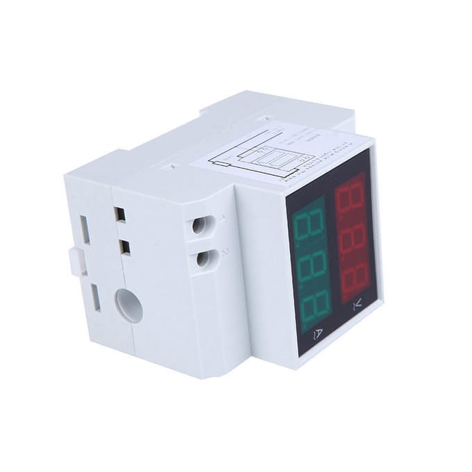 Digitale Din-Rail LED-spanningsmeter, ampèremeter, stroommeter, voltmeter, AC80-300V, 0,2-99,9A, dubbel display wit