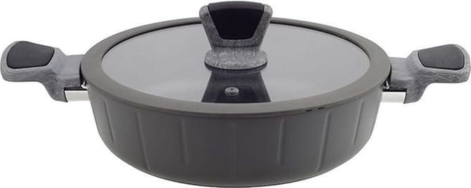 Ferveo Bradar Lage Braadpan met Deksel - 24cm - Zwart - Inductie