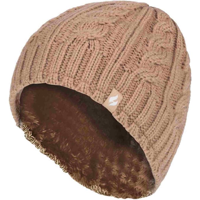 Dames Kabelgebreide 3.4 Tog Fleece Gevoerde Thermische Wintermuts