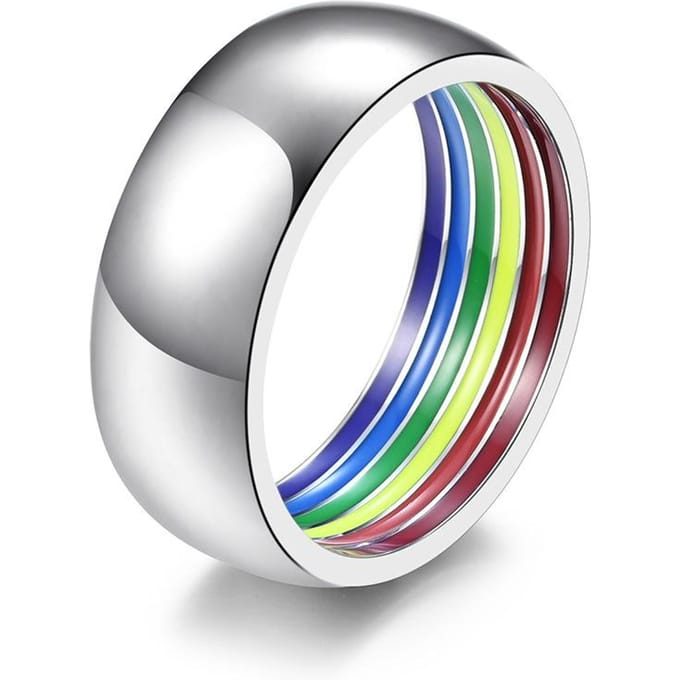 Regenboog Element Gestreept Titanium Staal Ring Roestvrij Staal Armband 9# gray