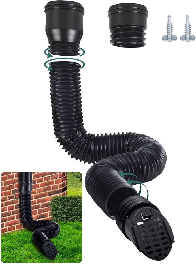 Rain Gutter Flexible Rainpipe Extender, 80/100mm Round Extender with Drainage Grille for Downpipe, Drain Extension - ShopVlot