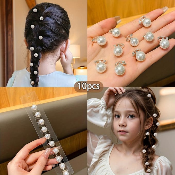 Zoete Parelachtige Haarclips Geschikt voor Dagelijks Gebruik 10pcs white