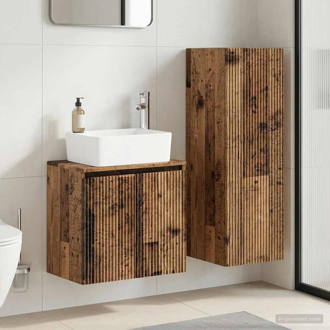 vidaXL - Badkamermeubel - Set - 2 - st - Oud - hout - 33 - x - 34,5 - x - 100 - cm