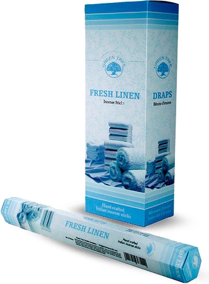 Green Tree Wierook - Fresh Linen (6 pakjes/120 stokjes)