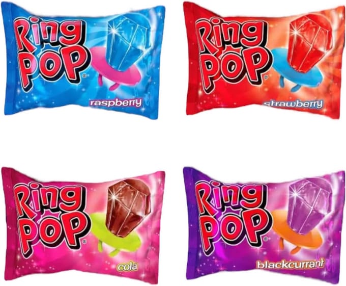 Topps Ring Pop snoep - lolly in diamant vorm - 24 stuks